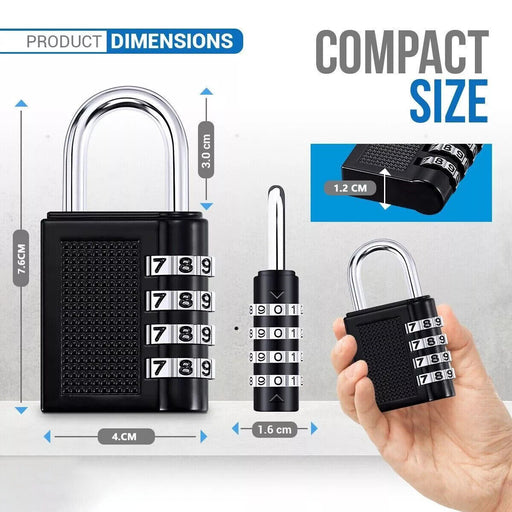2x 4-Digit Padlocks – Heavy Duty Combo Locks