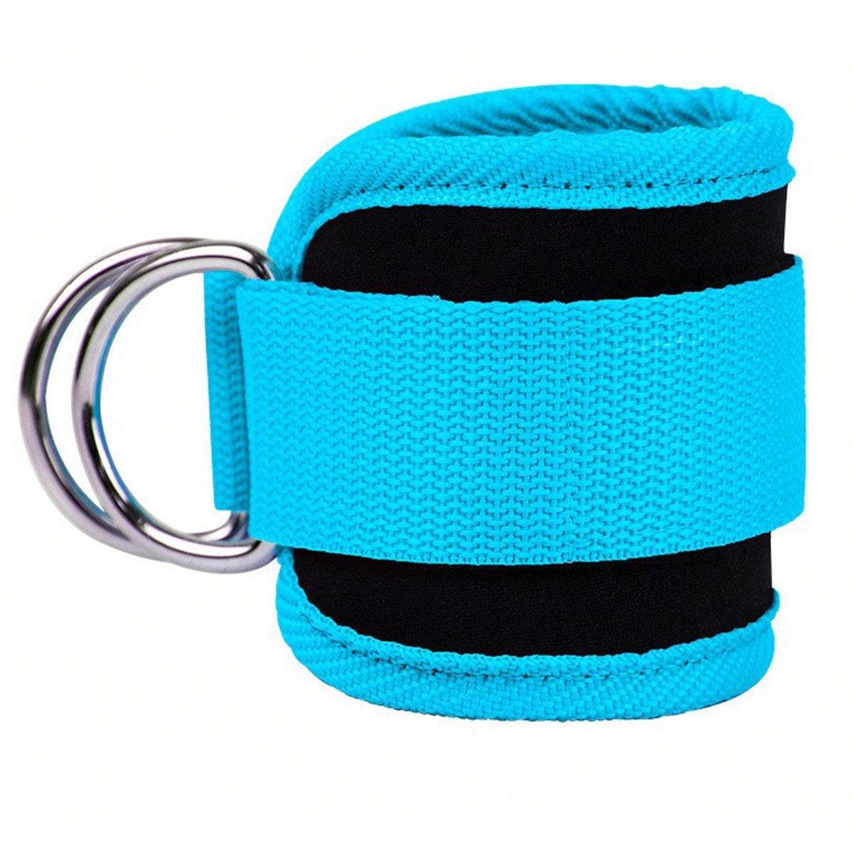 Blue adjustable ankle strap resistance band for hip and leg strength training