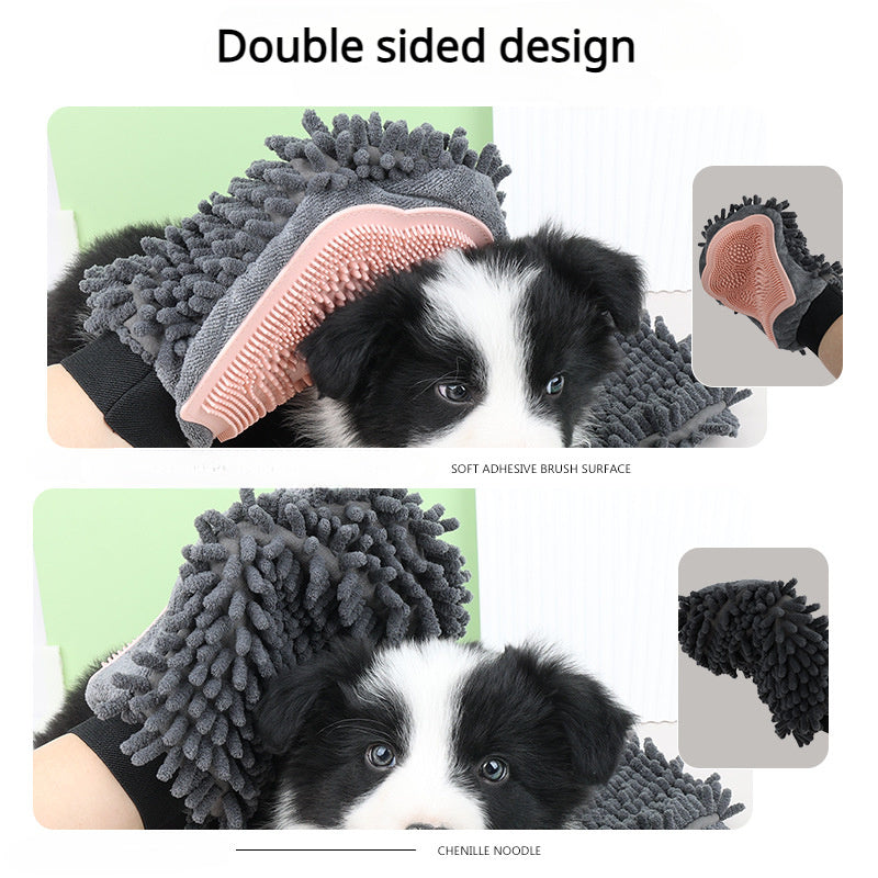Pet Bathing Brush 2-in-1 Grooming Glove Elegant Dog Grooming Tool For Brushing, Massaging, And Drying Pet Grooming Kit For Dog Cat 2-Sided Bathing Brush Cleaning Massage Glove - The Peppermint Room