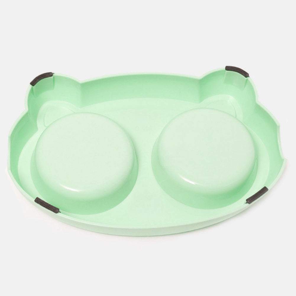 Double dog bowls with stainless steel insert and non-slip resin station for puppies and medium dogs