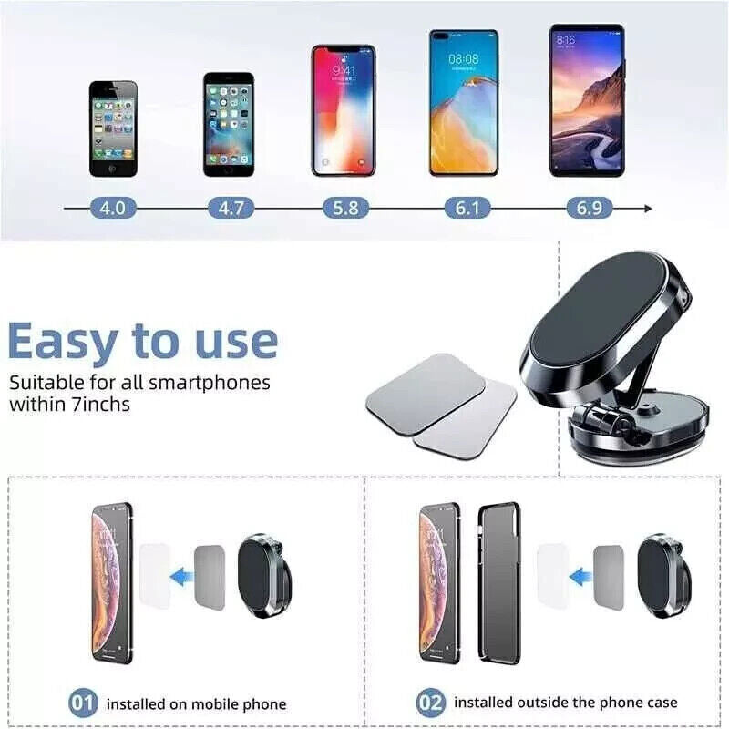 Magnetic Phone Holder For Car, Dashboard Car Phone Holder Mount Magnetic Stainless Steel Car Phone Holder - Dashboard Mount, Water-resistant, Rotatable - The Peppermint Room