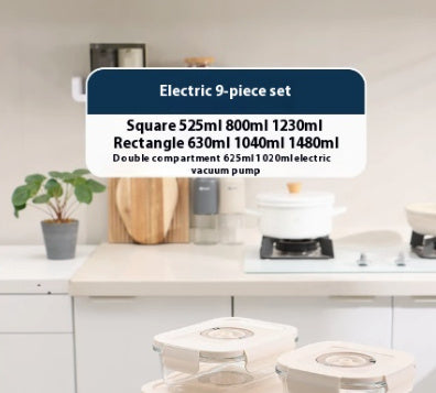 Vacuum Food Storage Box Electric Suction Timer Office Worker Microwave Oven Glass Lunch Box