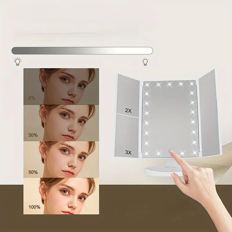 Foldable LED Mirror Illuminated Make Up Mirror Cosmetic Vanity With Light Stand - The Peppermint Room