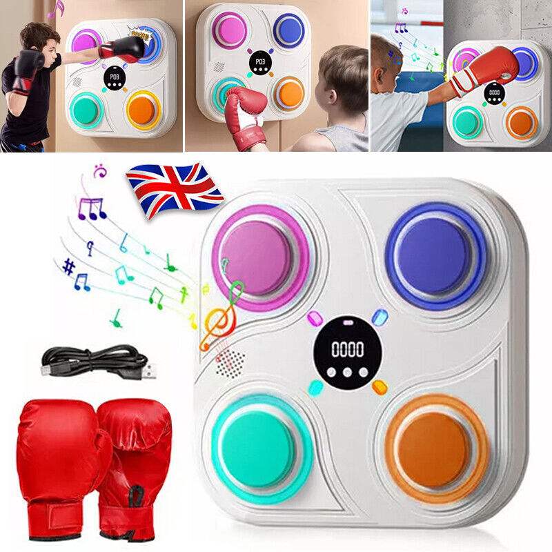 Smart Punching Boxing electronic music training machine with LED and Bluetooth for home workouts with gloves and USB cable