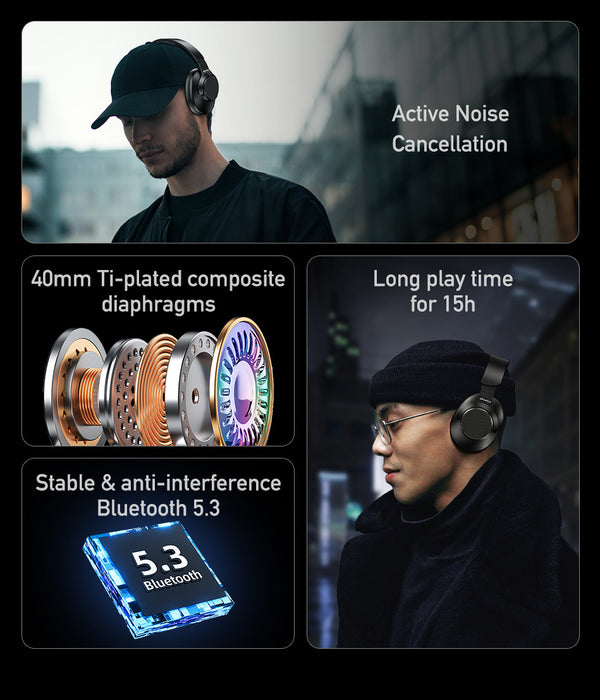 AWEI ANC Active Noise Cancelling Bluetooth Headset - The Peppermint Room