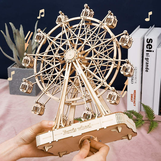 Robotime DIY Wooden Rotatable Ferris Wheel Model With Playing Music Toys For Children Birthday TGN01 - The Peppermint Room