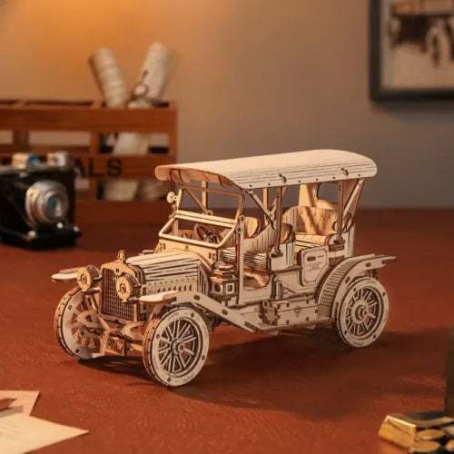ROKR 3D Wooden Puzzle vintage car model DIY assembly wooden brain teaser toy gift for teens