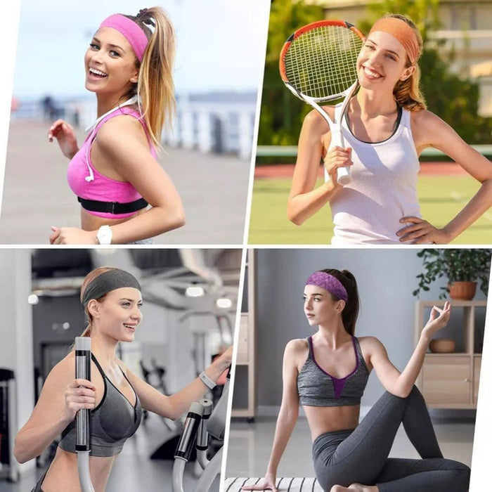 5-Pack- Unisex Sports Fitness Headband And Sweatband - The Peppermint Room