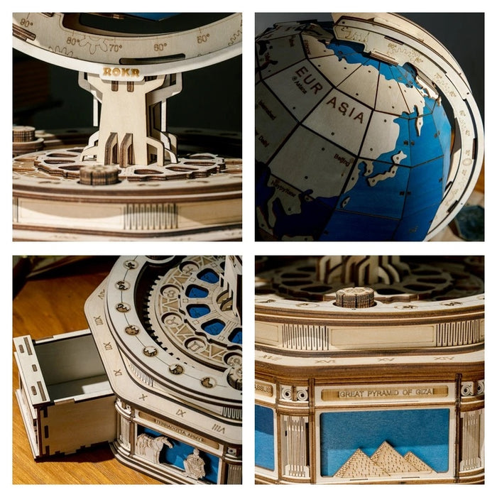 Robotime Globe Earth 567pcs 3D Wooden Puzzle Games Ocean Map Ball Assemble Model Toys Xms Gift for Children Boys Dropshipping - The Peppermint Room