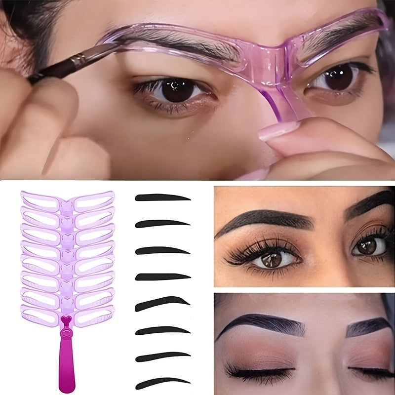 8pcs Eyebrow Stencils, Eyebrow Shaping Kit, Eyebrow Template, 8 Styles Reusable Eyebrow Stencil With Handle - The Peppermint Room