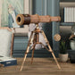 3D wooden puzzle game of a monocular telescope model on a wooden table in a home setting
