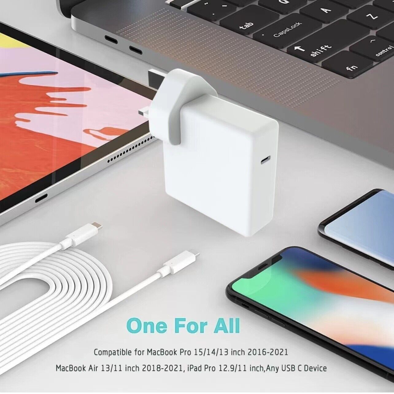 87W USB C Type C Fast Charger Power Adapter Compatible With Book Pro Uk Plug - The Peppermint Room