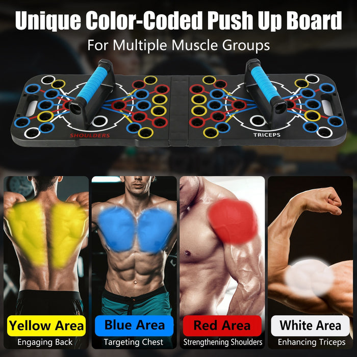 Multifunctional Push Up Board Home Strength Training Equipment With 15 Fitness Accessories Pilates Bar Resistance Band Roller Wheel Full Body Workout Home Gym Equipment - The Peppermint Room