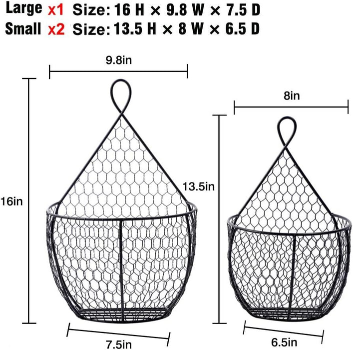 3pc Wall Hanging Baskets – Fruit & Veg Storage