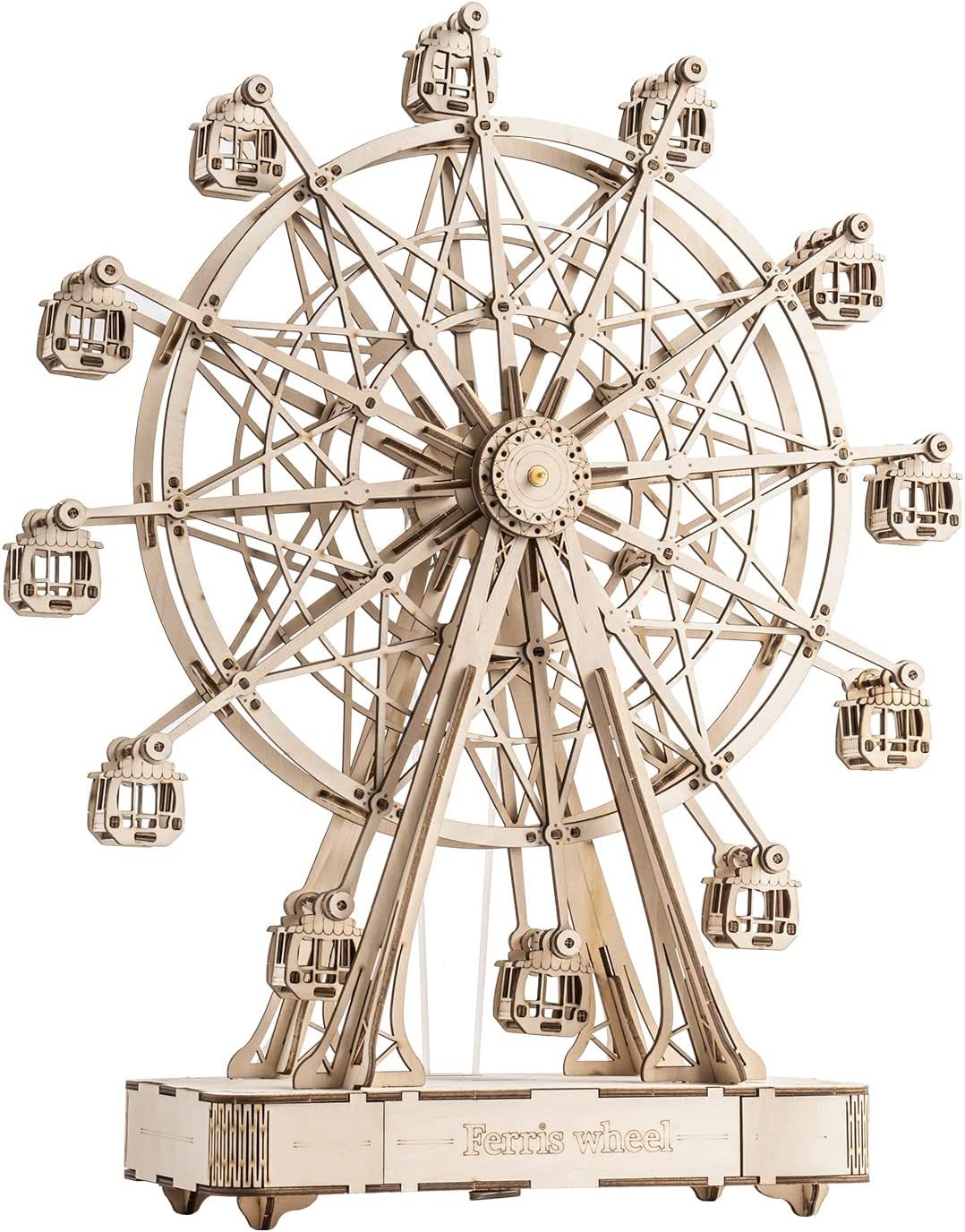 Robotime DIY Wooden Rotatable Ferris Wheel Model With Playing Music Toys For Children Birthday TGN01 - The Peppermint Room