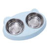 Double dog bowls with stainless steel inserts and non-slip resin base for feeding pets