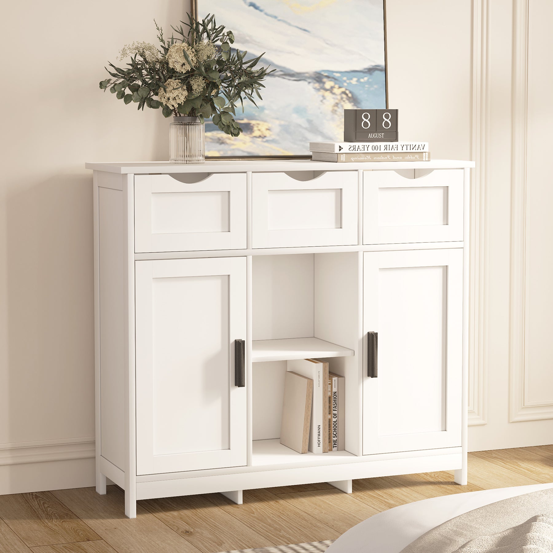 Cabinets With Drawers And Shelves, Living Room, Bedroom, Bathroom Decor Cabinets Furniture Home Decor - White - The Peppermint Room
