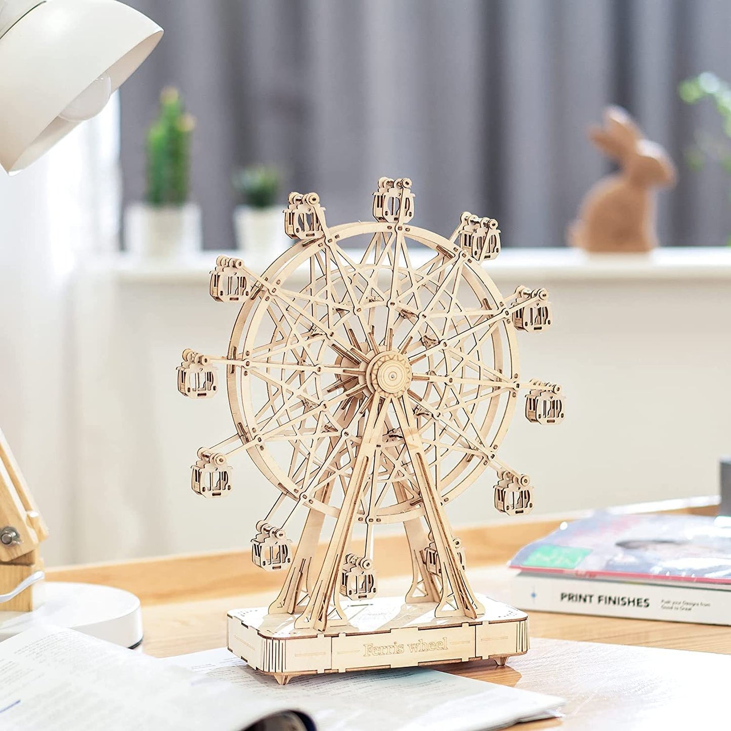 Robotime DIY Wooden Rotatable Ferris Wheel Model With Playing Music Toys For Children Birthday TGN01 - The Peppermint Room