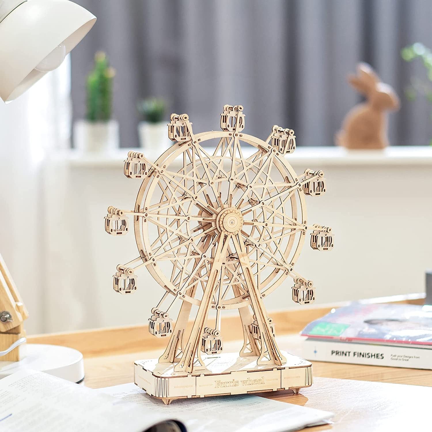 Robotime DIY Wooden Rotatable Ferris Wheel Model With Playing Music Toys For Children Birthday TGN01 - The Peppermint Room
