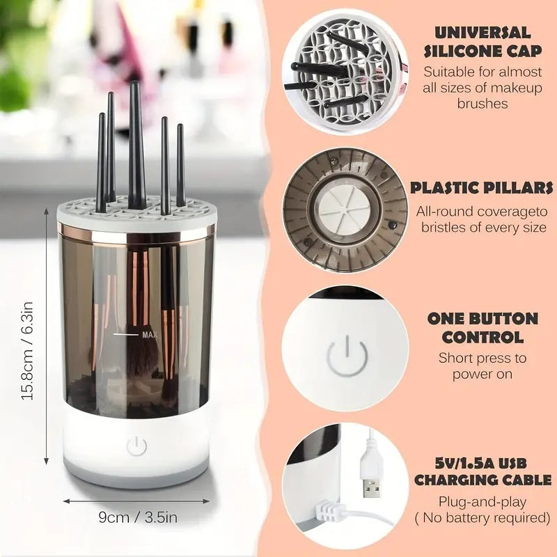Makeup Brush Cleaner Automatic Rotating Makeup Brush Cleaner USB Portable Electric Cosmetic Makeup Brush Rotary Washing Machine - The Peppermint Room