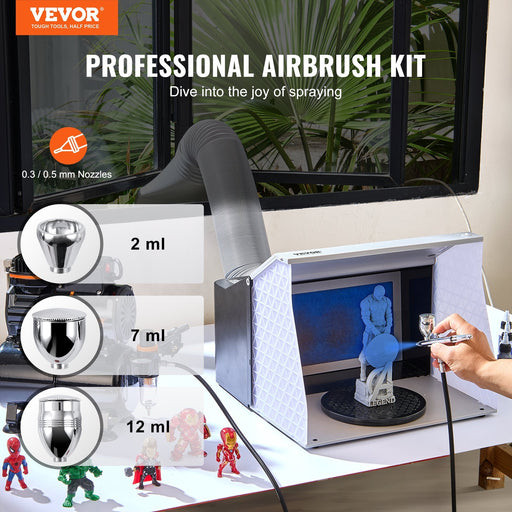 VEVOR Airbrush Kit – Dual Action, 0.3 & 0.5mm Nozzles