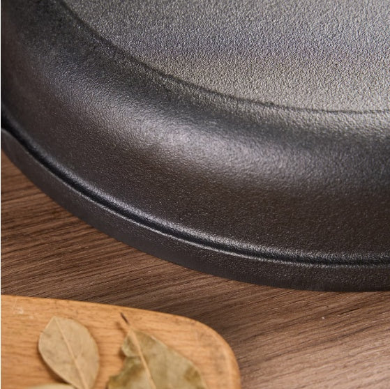 11" Cast Iron Wok – Dual Handles & Wood Lid