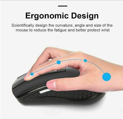 2.4GHz BLACK WIRELESS USB MOUSE SCROLL  CORDLESS OPTICAL FOR  PC LAPTOP UK - The Peppermint Room