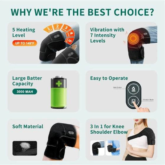 Heated Knee Massager With Vibration, Cordless Heating Pad For Knees, Shoulders And Elbows To Relieve Deep Tissue Pressure, Knee Warming Kit, Heated Knee Pads For Men, Women And Seniors - The Peppermint Room