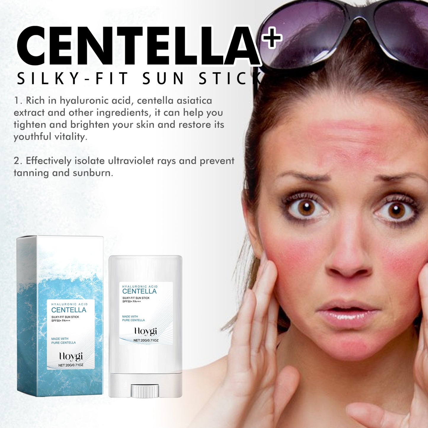 Hoygi Hyaluronic Acid Sunscreen Stick Gentle Moisturizing UV Protection For Sunburned And Reddened Skin - The Peppermint Room