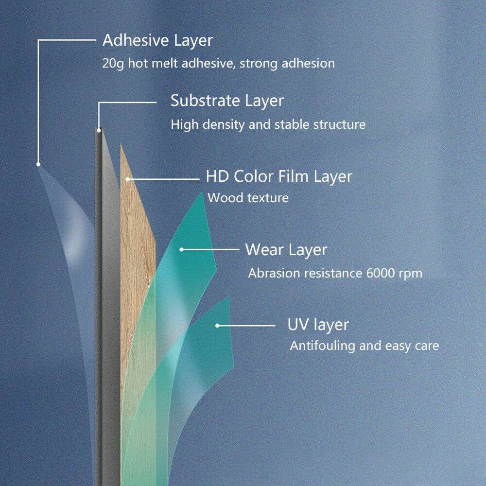 5m self-adhesive wood effect vinyl floor planks tiles with multi-layer construction for durable, waterproof, and easy-to-install flooring