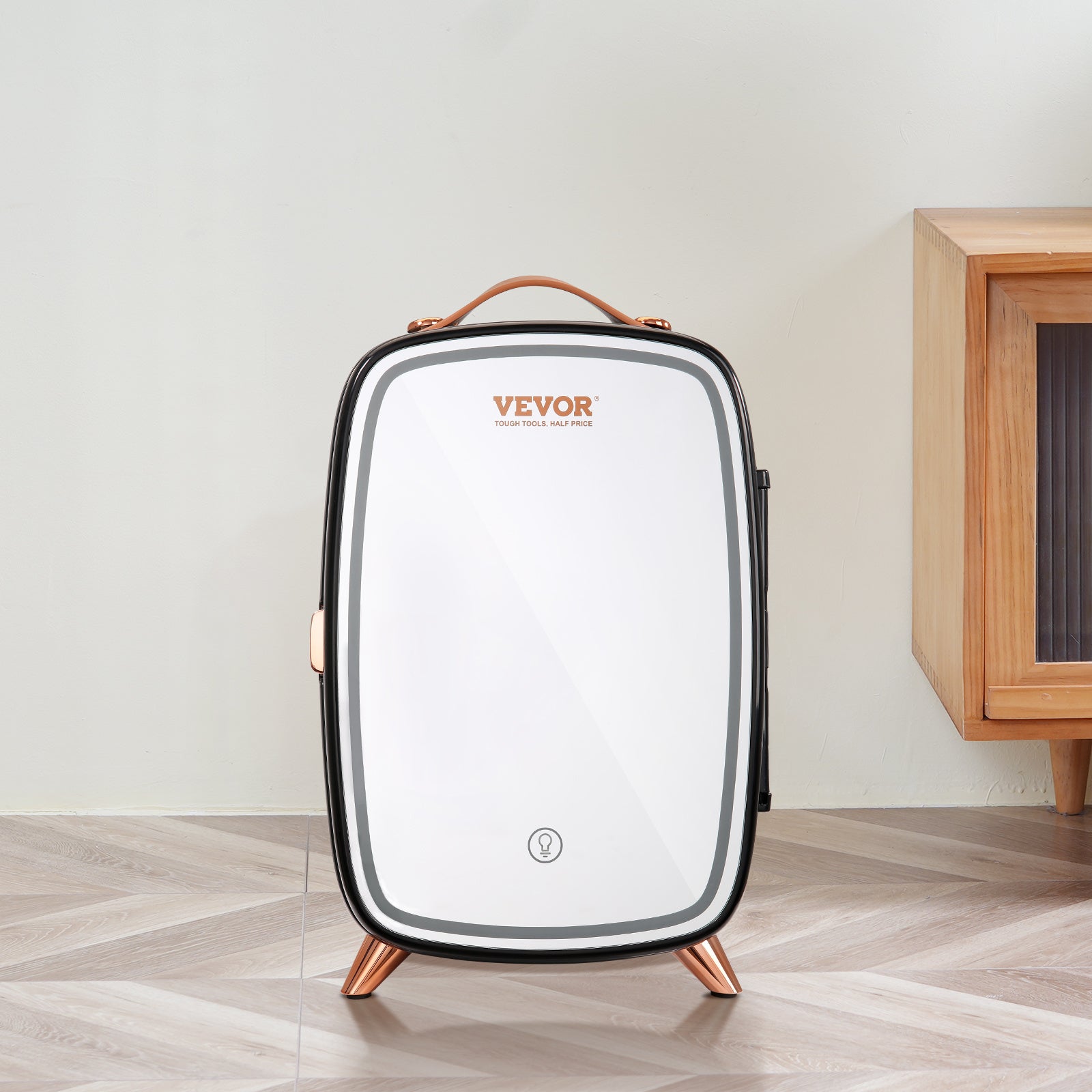 VEVOR 6L Skincare Fridge – Mirror & LED, Black - The Peppermint Room