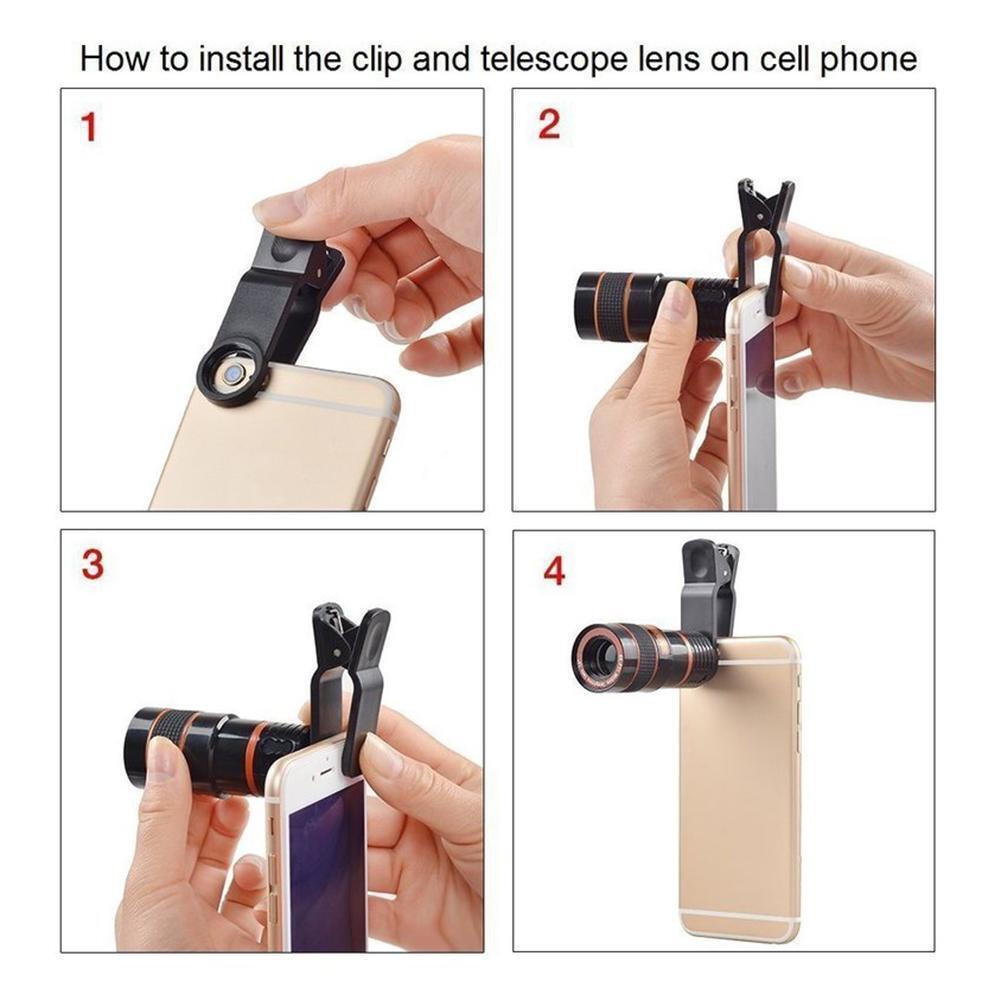 HD 8X Clip On Optical Zoom Telescope Camera Lens For Universal Mobile Cell Phone - The Peppermint Room
