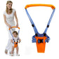 adjustable orange and blue baby toddler harness for walking safety and support with handle strap