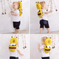 Toddler wearing yellow bee-shaped head back protector pillow safety pad for fall prevention