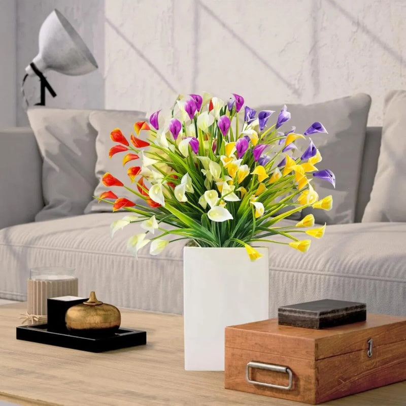 5 Bundles Artificial Calla Lilly Realistic UV Resistant Fake Flowers Faux Plastic Long Stem Plants For Indoor Planter Home Porch Yard Spring Summer Cemetery Decor - The Peppermint Room