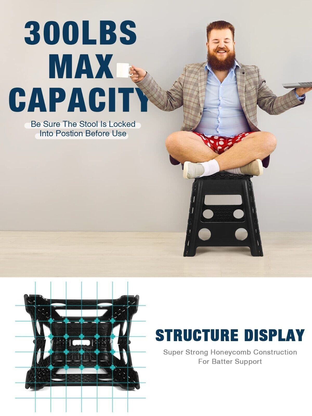 Large 150KG Folding Step Stool Multi Purpose Heavy Duty Home Kitchen Foldable UK - The Peppermint Room