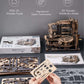 Robotime ROKR Marble Night City 3D wooden puzzle with mechanical gears and marble run model assembly kit for kids.