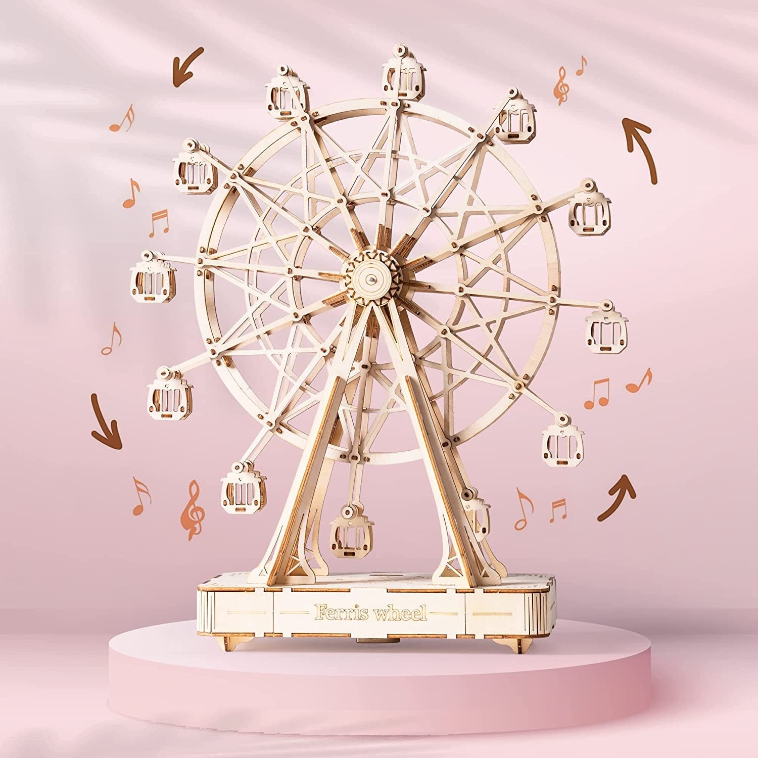 Robotime DIY Wooden Rotatable Ferris Wheel Model With Playing Music Toys For Children Birthday TGN01 - The Peppermint Room