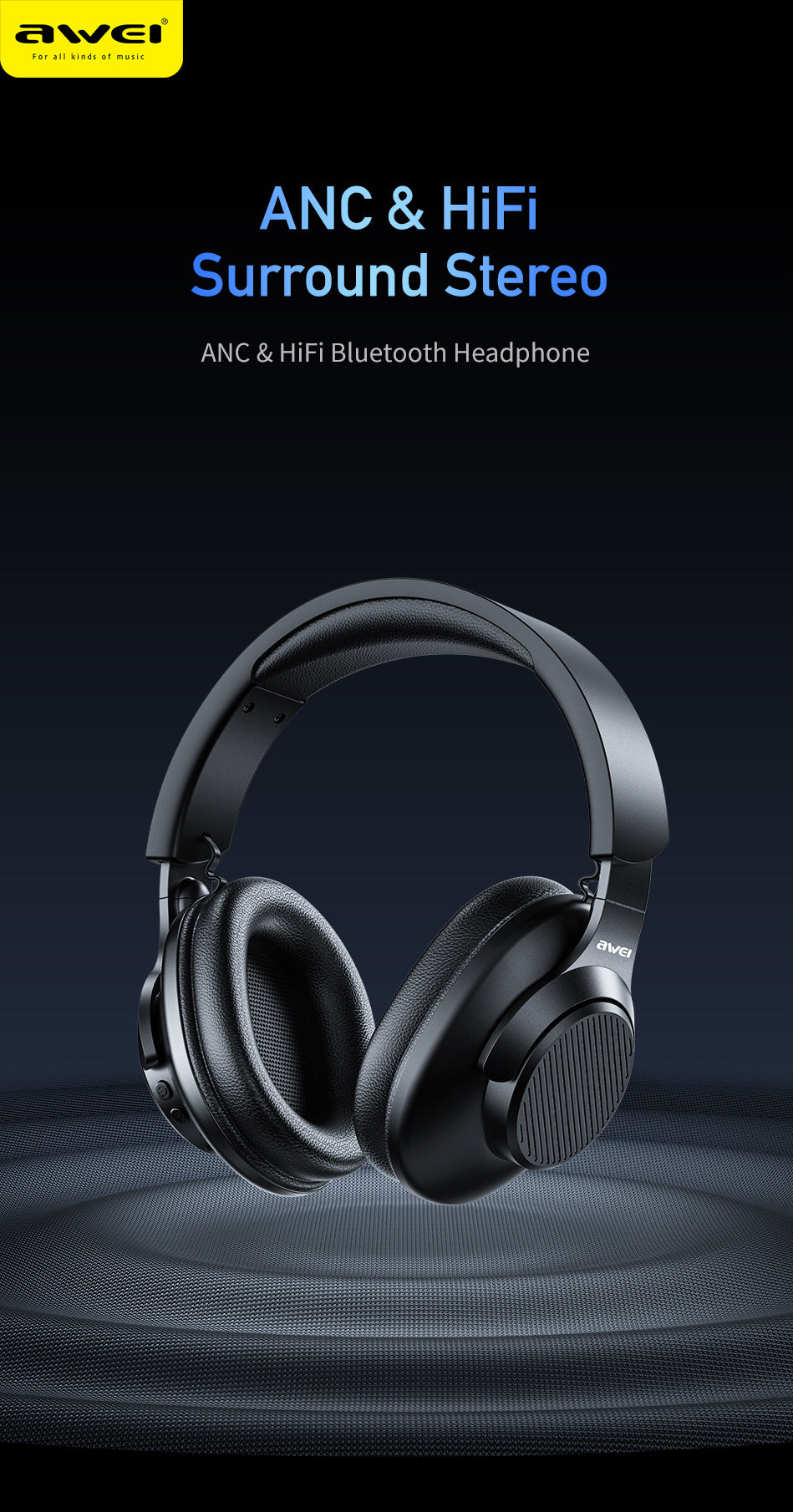 AWEI ANC Active Noise Cancelling Bluetooth Headset - The Peppermint Room