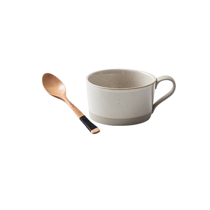 Microwaveable Japanese Stoneware Large Spoon Breakfast Mug