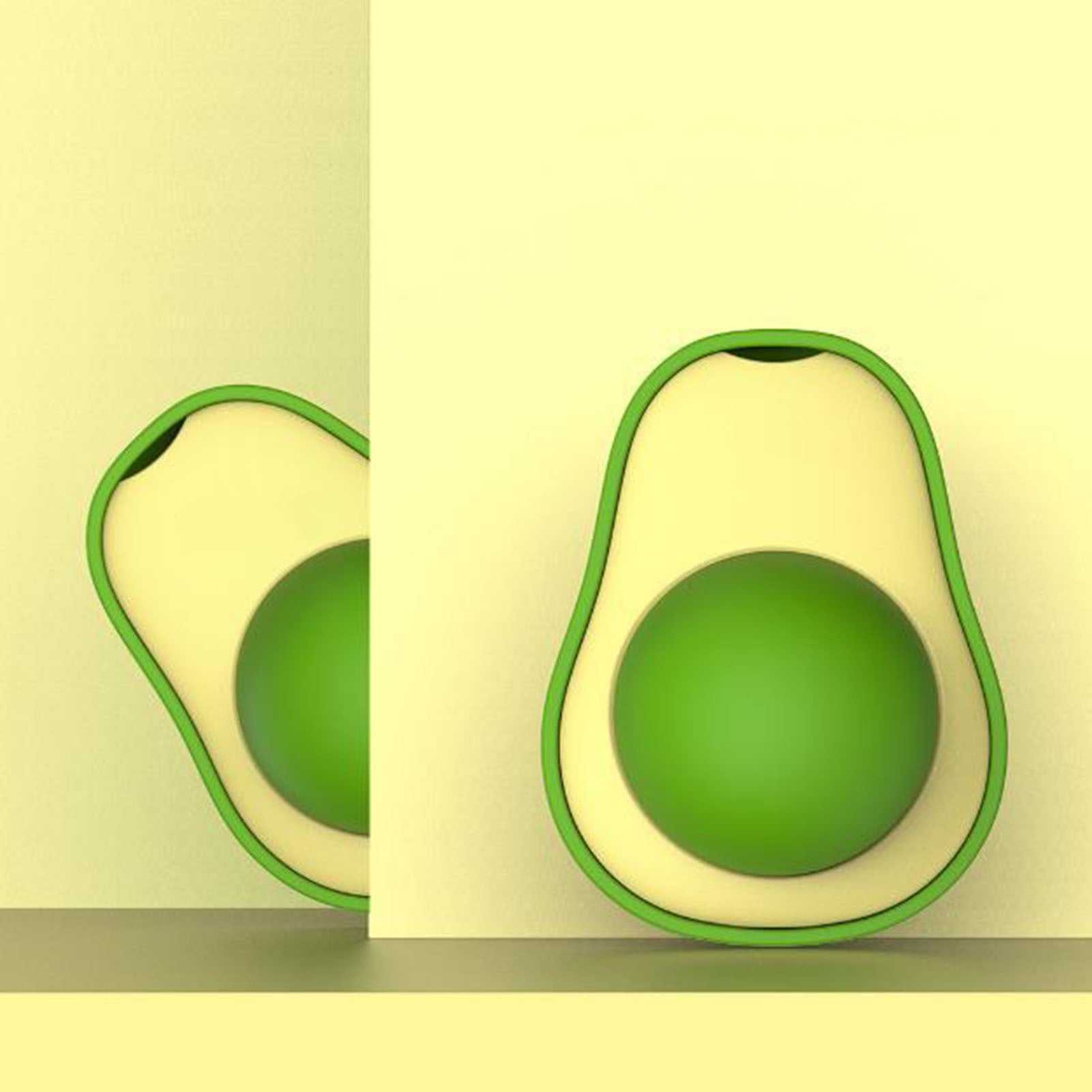 Avocado-shaped catnip toy with green ball for interactive cat teeth cleaning and play