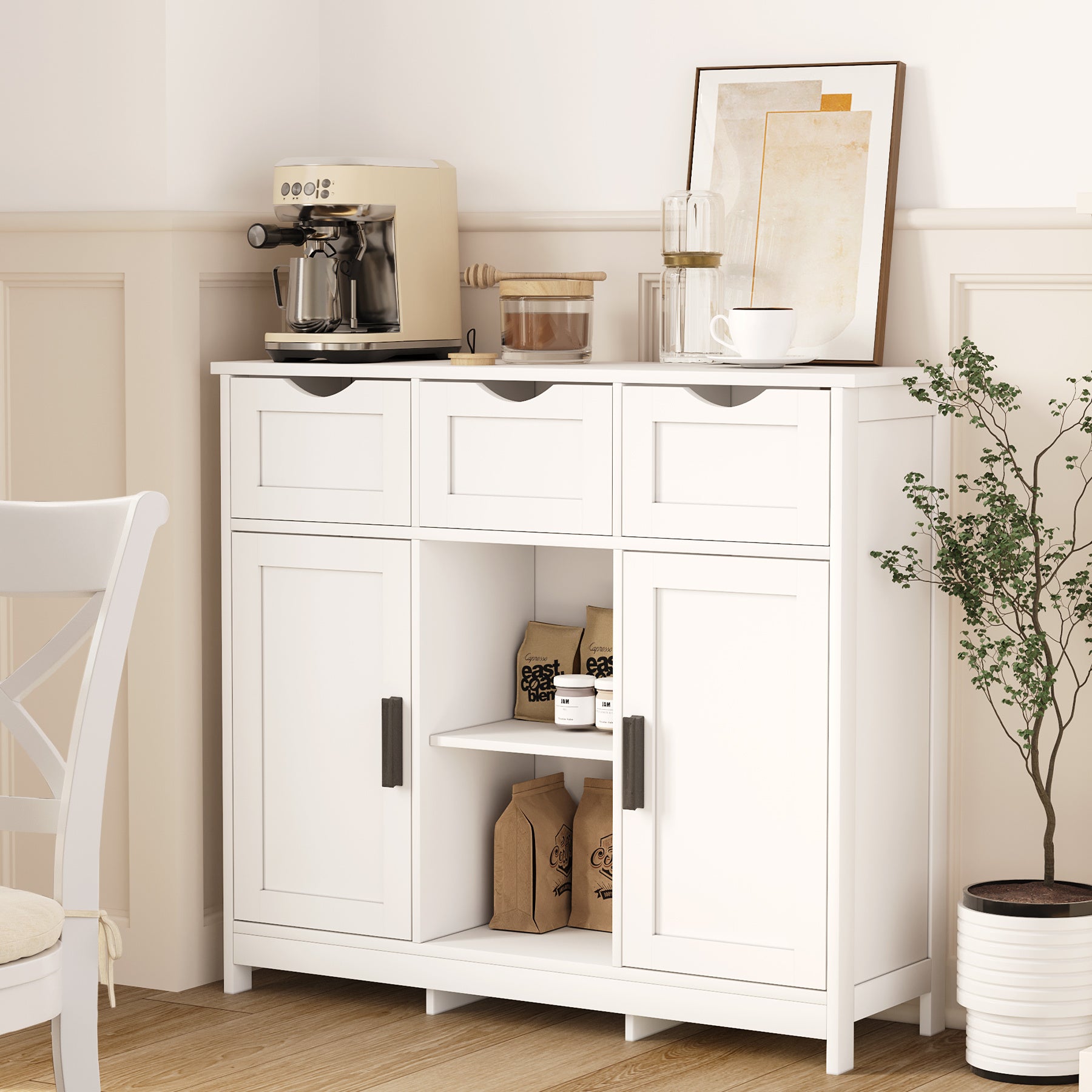 Cabinets With Drawers And Shelves, Living Room, Bedroom, Bathroom Decor Cabinets Furniture Home Decor - White - The Peppermint Room