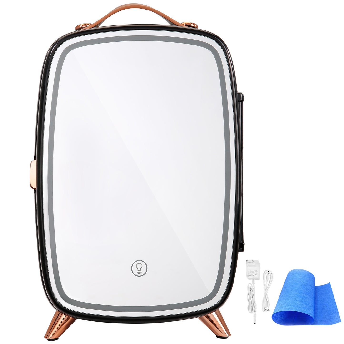VEVOR 6L Skincare Fridge – Mirror & LED, Black - The Peppermint Room