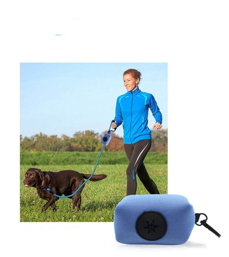 Pet Supplies Stool Bag Dispenser in light blue for dog walking with clip and compact design