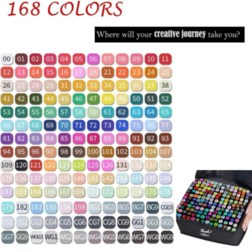168 Colors Dual Tip Art Markers Color Pens Drawing Watercolour Kids &  Gift - The Peppermint Room