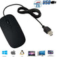 Black ultra-slim optical wired mouse with USB 2.0 for PC and laptops