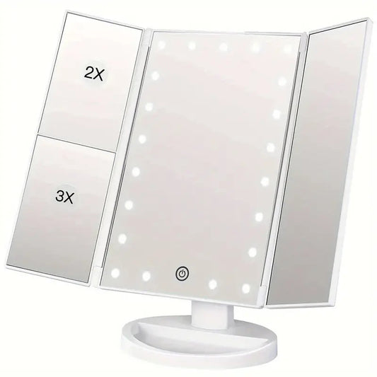 Foldable LED Mirror Illuminated Make Up Mirror Cosmetic Vanity With Light Stand - The Peppermint Room