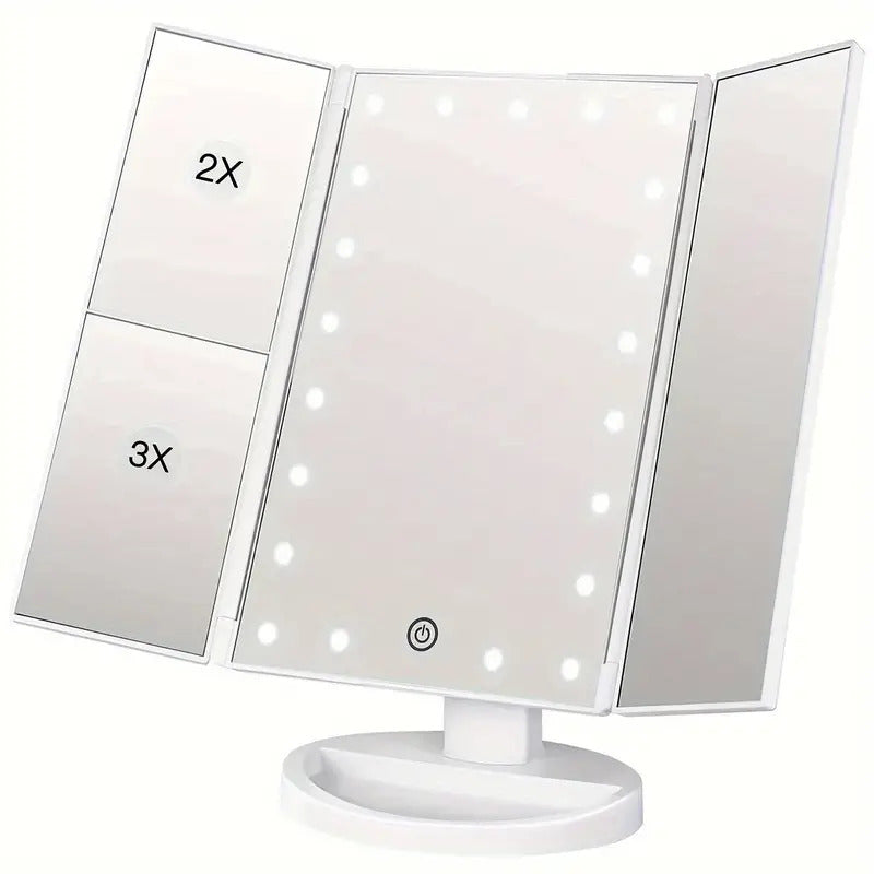 Foldable LED Mirror Illuminated Make Up Mirror Cosmetic Vanity With Light Stand - The Peppermint Room