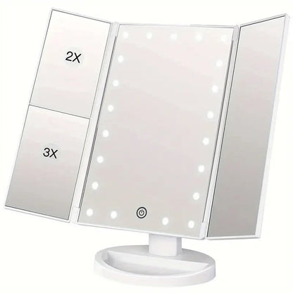 Foldable LED Mirror Illuminated Make Up Mirror Cosmetic Vanity With Light Stand - The Peppermint Room