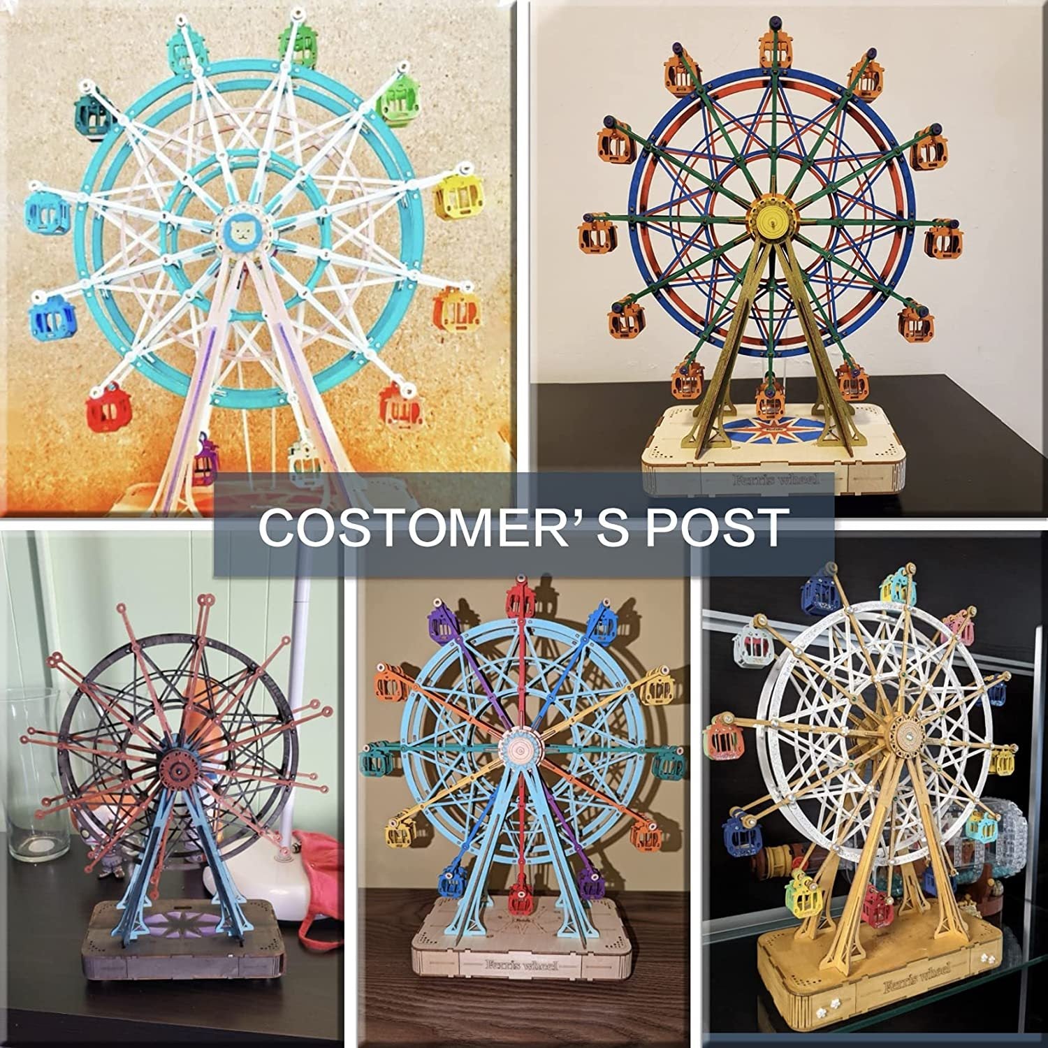 Robotime DIY Wooden Rotatable Ferris Wheel Model With Playing Music Toys For Children Birthday TGN01 - The Peppermint Room